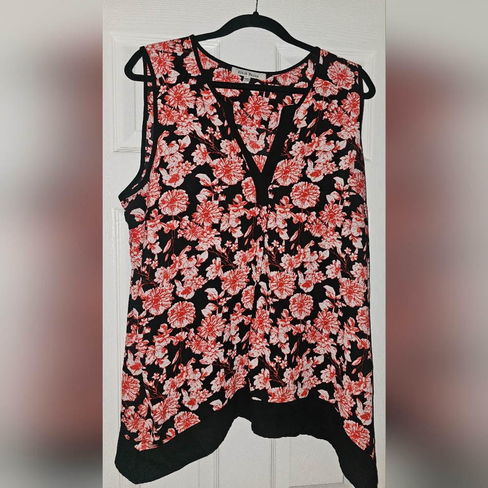 Black Rainn PXL Floral Sleeveless Top - Black and Red